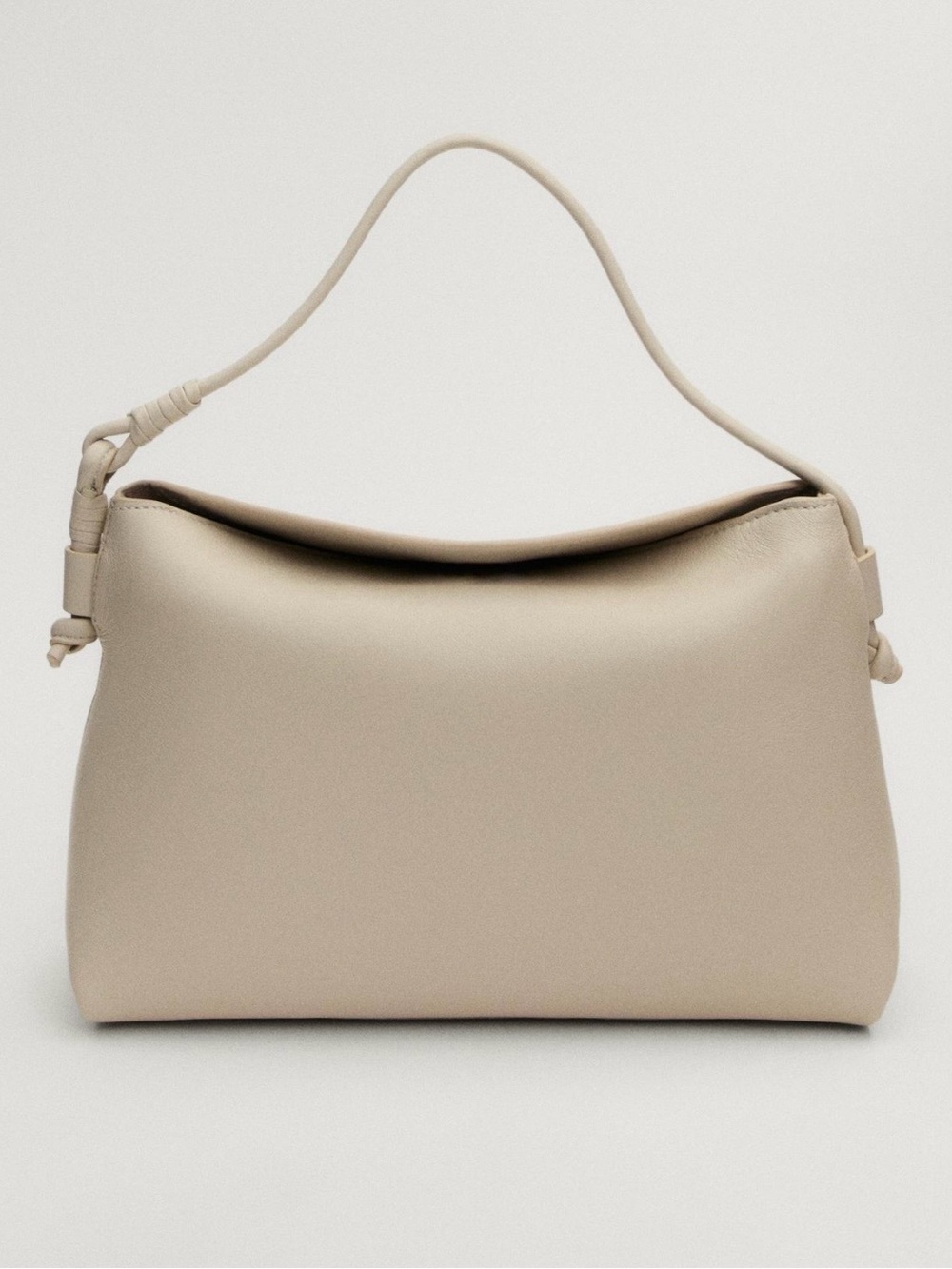 EUC Massimo Dutti Minimalist Ivory Nappa Leather Double Strap Bag Quiet Luxury
